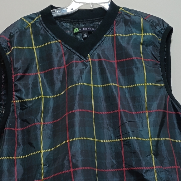 LF Windwear Green Plaid Mesh Lined Golf Windbreaker Pull-Over Vest Size Xlarge - Picture 4 of 14